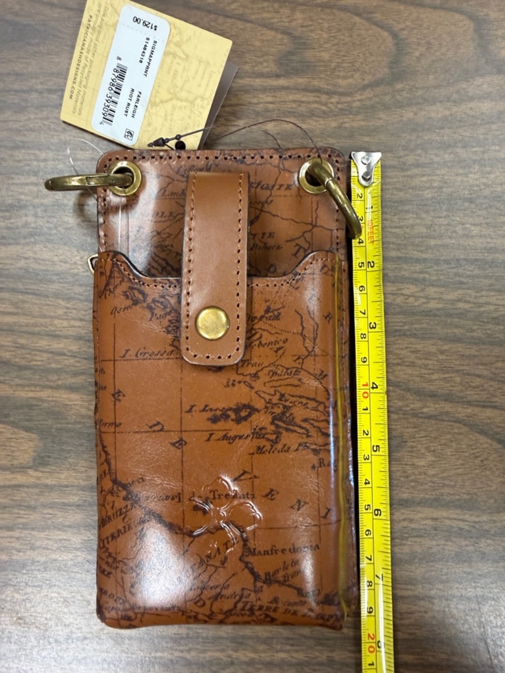 Patricia Nash Brown leather Map Print crossbody wallet/phone. - Picture 6 of 8